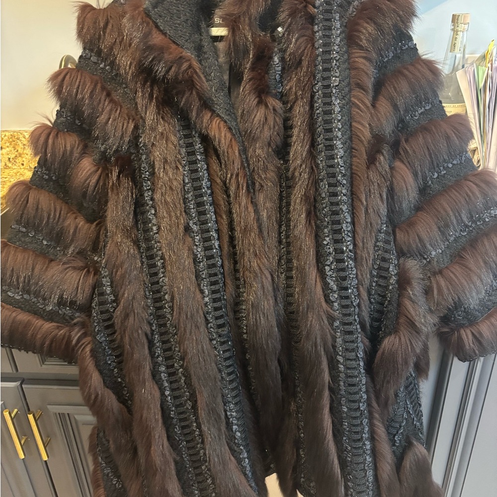 Schjelde Mohair and Fur Coat Vintage 1980’s